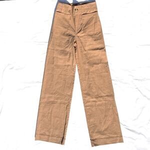 Maeve The Colette Wide Leg Pants Womens 23 Light Brown Camel Linen Blend 23X30